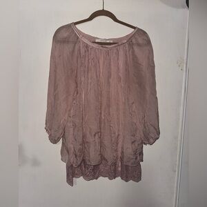 Nicole Flutter Sleeve Pink Blouse